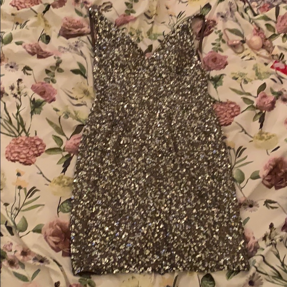 Scala silver sequined low back semi formal dress